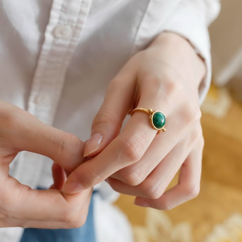 Malachite Gold Elegant Ring