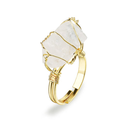 Dennie Gold Wire Wrapped Raw Gemstone Ring