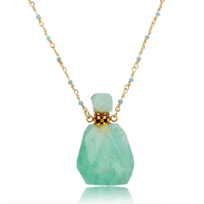 Dreamer Gemstone Gold Perfume Bottle Necklace