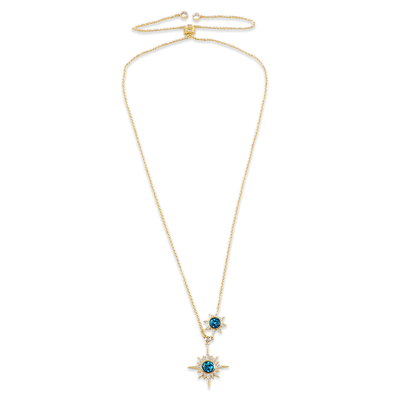 Poseidon Star Druzy Charm Chain Necklace For Women