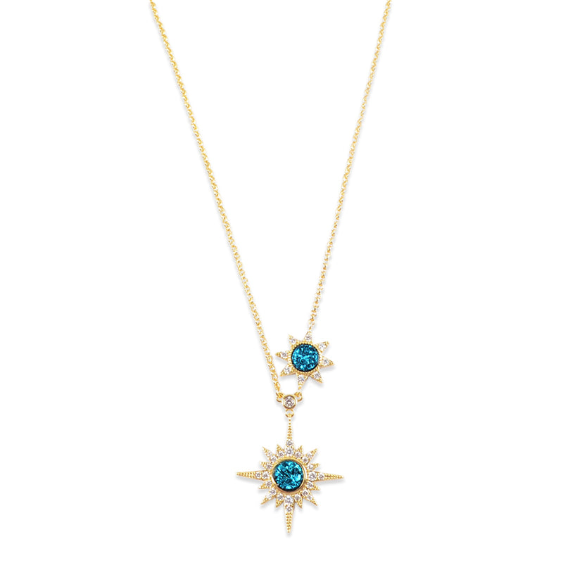 Poseidon Star Druzy Charm Chain Necklace For Women