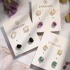 Anne Natural Crystal Claw Gold Earrings