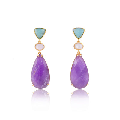 Judy Three Stones Drop Earrings