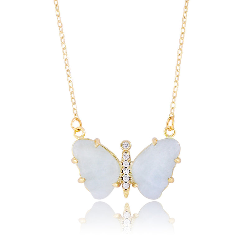 Yelly Butterfly Gemstone Necklace