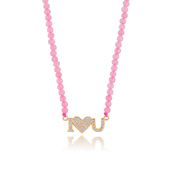 Hebe Love Rose Quartz Bead Choker Necklace