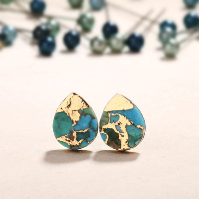 Lima Turquorise Drop Shape Stud Earrings