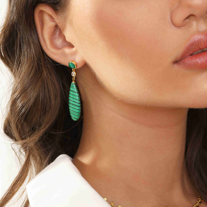 Grace Malachite Drop Earrings