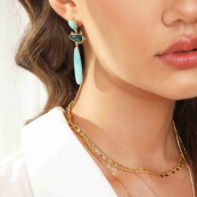 Katrina Three Stones Drop Earrings