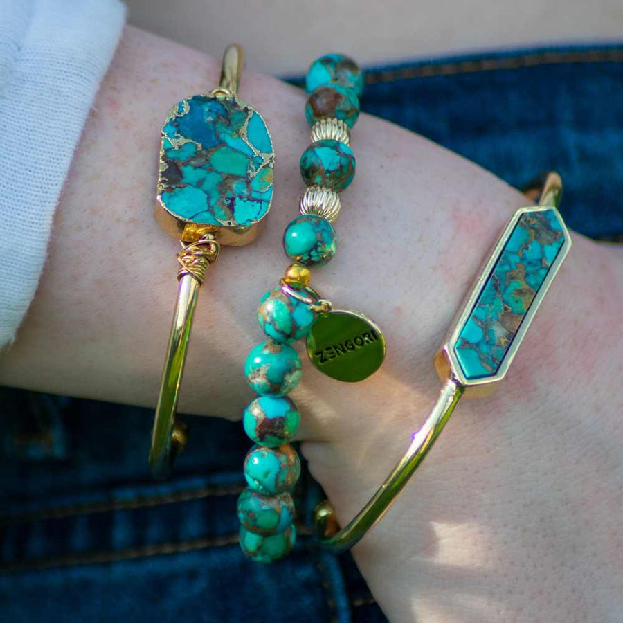 Hyacinth Gold Turquoise Cuff Bangle