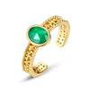 Green Agate Gold Branches And Leaves Ring