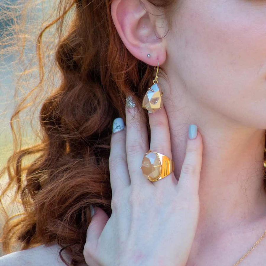 Pineapple Druzy Quartz Ring